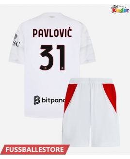 Günstige AC Milan Strahinja Pavlovic #31 Auswärts Trikotsatzt Kinder 2026-27 Kurzarm (+ Kurze Hosen)